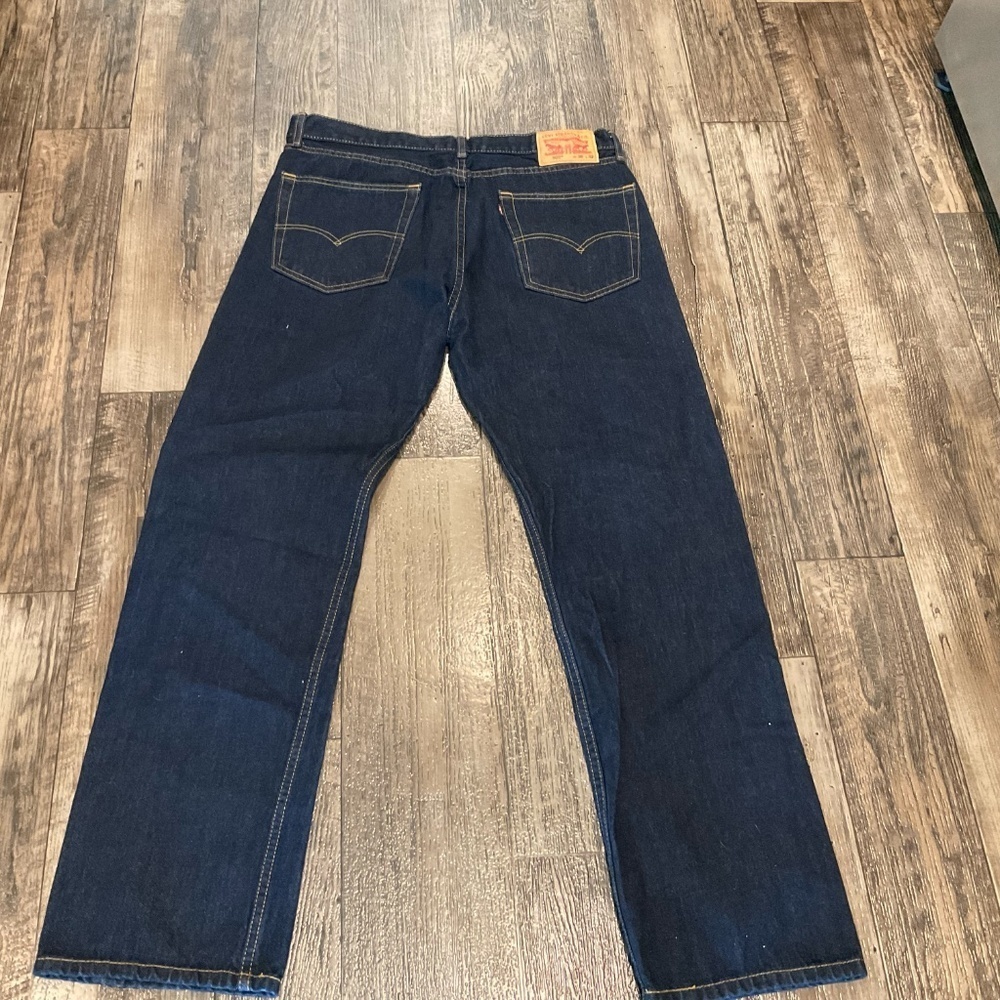 New, 505™ REGULAR FIT MEN'S JEANS, Size 36 x 32, Dark Wash, No Stretch - Picture 3 of 8
